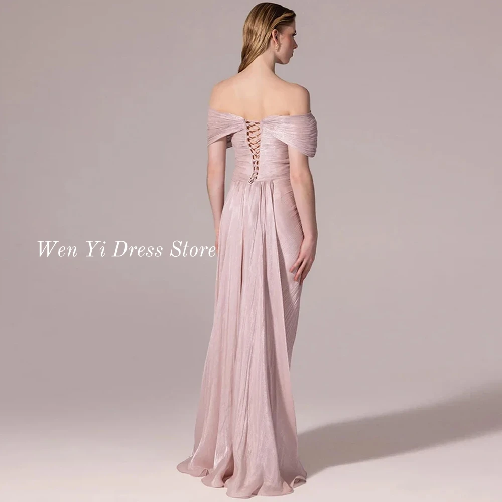 Fashion Lace Up Back Party Gowns Customized Evening Dresses High Quality Off the Shoulder Front Slit Homecoming Dresses image 2