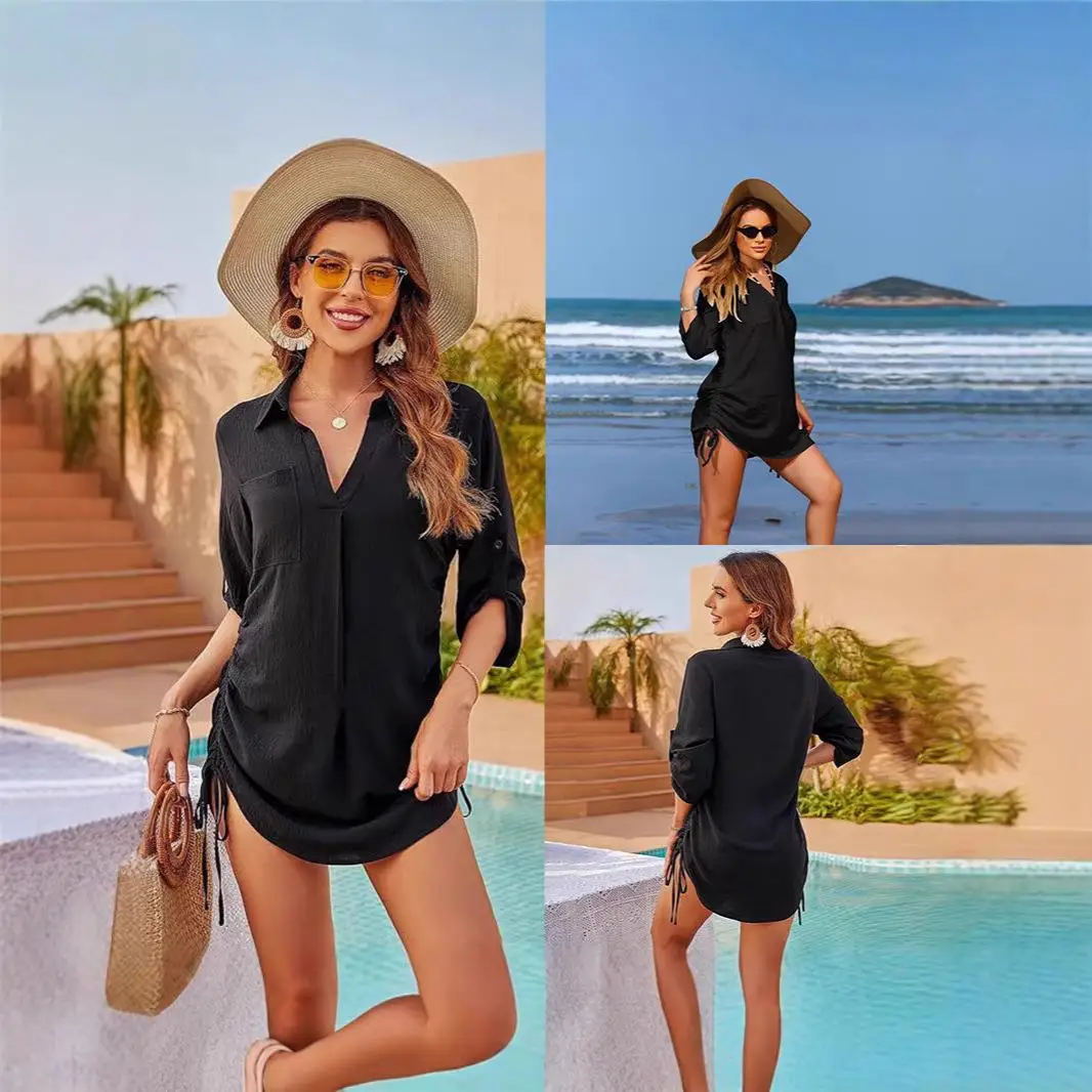 Damen-Bluse zum Abnehmen, Strandbedeckung, irt, String, lässig, Polyester, Seven Sve, Spring Faion, Pendeln, normal, Thi...