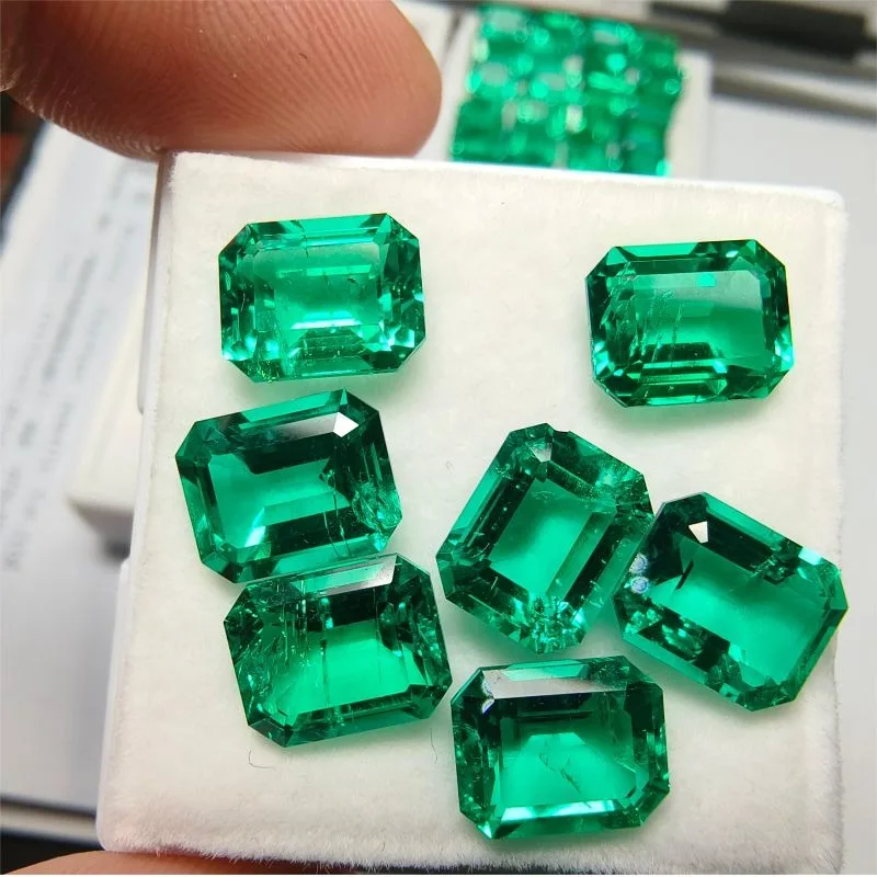 Lab Grown Columbia Emerald Gemstone Charms Beads Green Color Emerald Cut DIY Jewelry Making Ring Main Materials Certificate