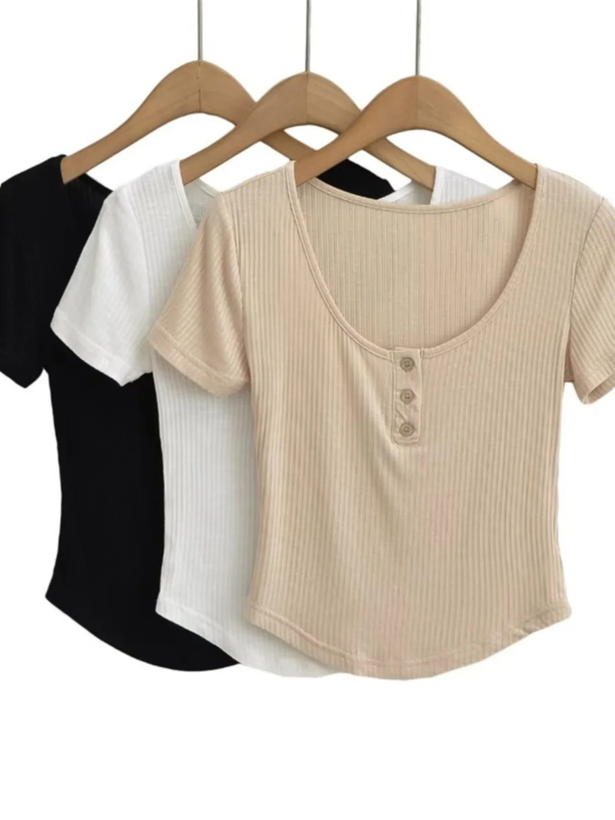 Sweet Temptation rond Ne bouton ort Sve t-shirt femme automne plissé Dstring coussin de poitrine ter Wrap corps Dr ensemble