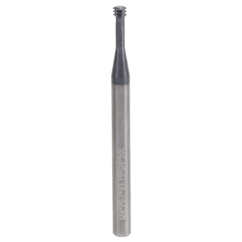 

Thread Milling Cutter 3 Tooth Metric 60° Tungsten Steel CNC Hand Tool M4x0.7xD4x50