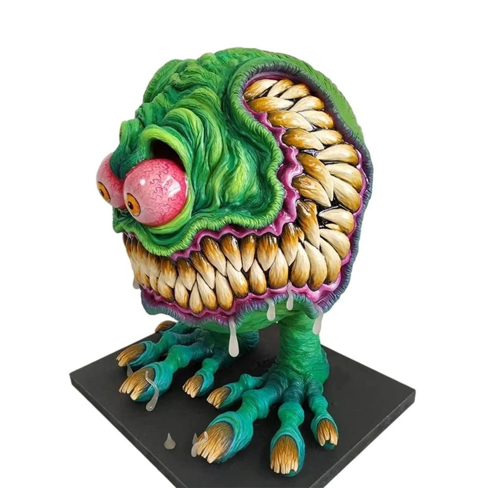 Resin Statue Angry Big Mouth Statue Crafts Halloween Ornament Sculpture for Lawn Home Decoration A