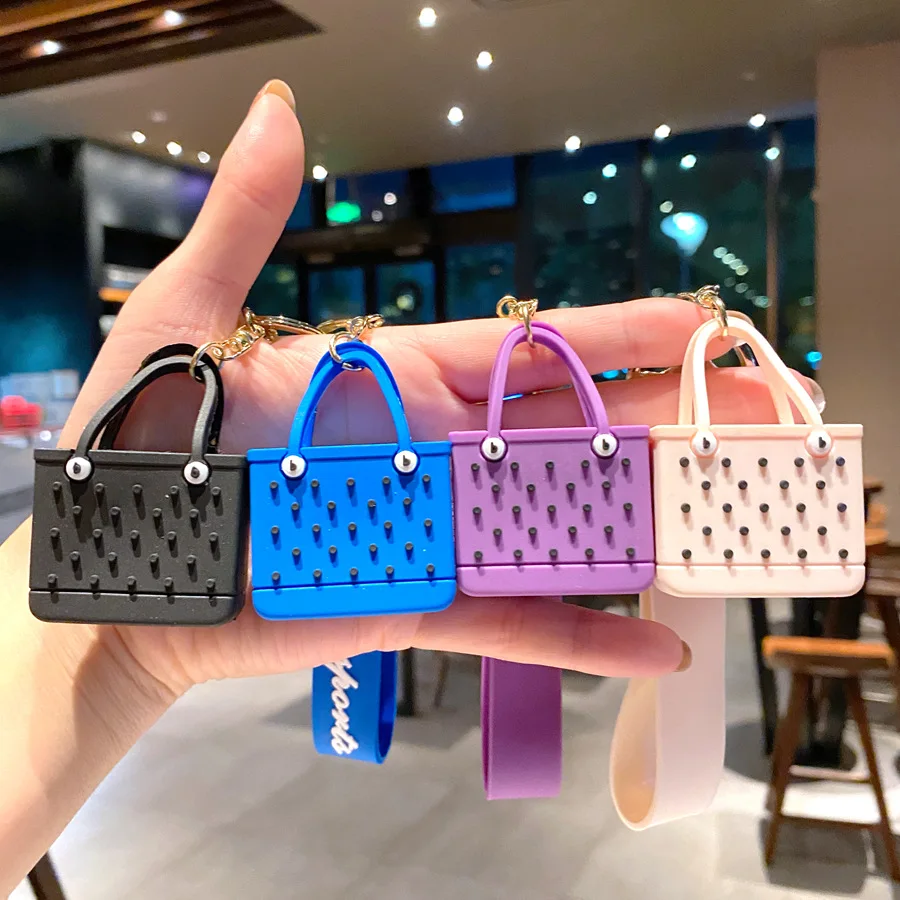 Fashion Keychain Cartoon Backpack Key Ring Silicone Bag Pendants Accessories Key Chains Jewelry for Girl Women Christmas Gift