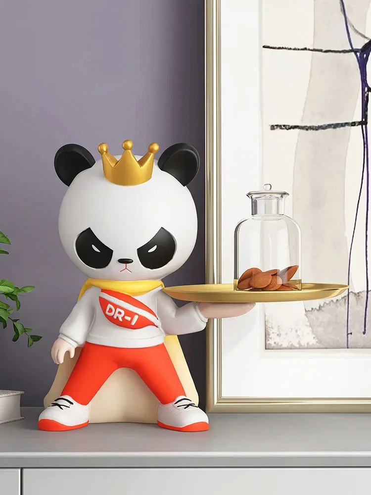 

Chaoplay Panda Living Room Decorative Ornaments Home Accessories Entrance Key Storage Tea Table Tray Relocation Gift