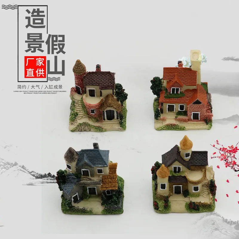 House Miniature Figurine Fairy Garden Micro Landscape Home Decoration Building Statue Resin Craft Mini Houses