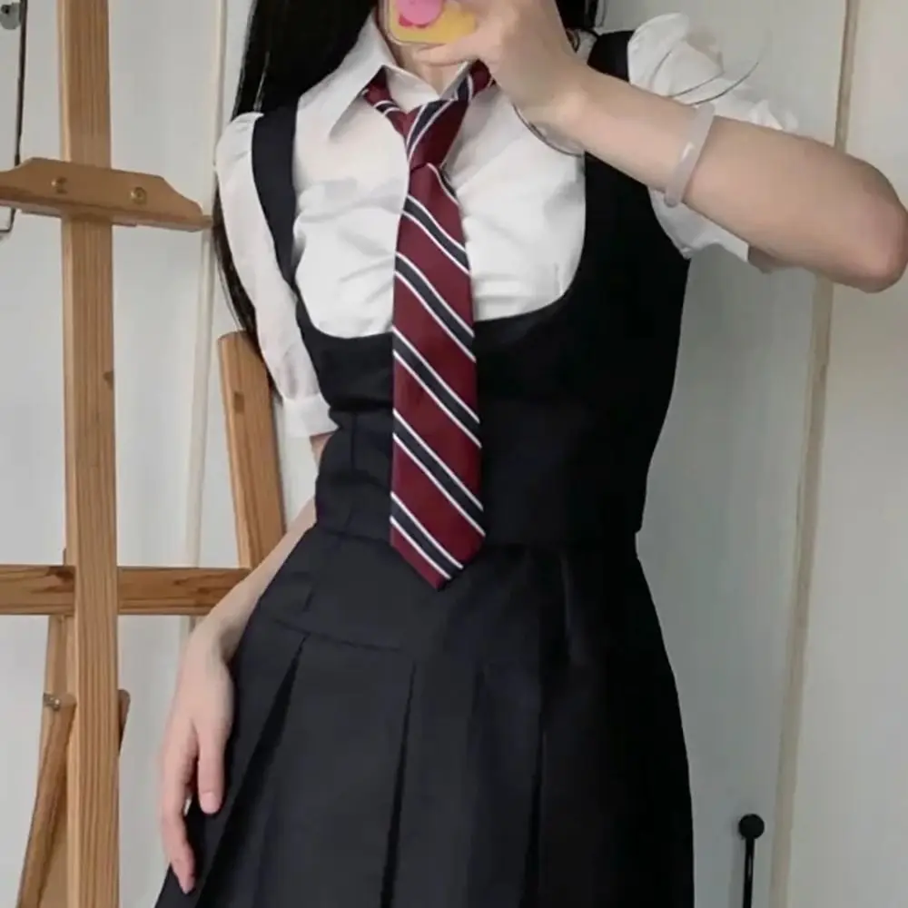 أزياء حمراء مخططة JK التعادل كلية نمط موحدة ربطة القوس فيونكة شهم حزب اللباس طالب المدرسة #2