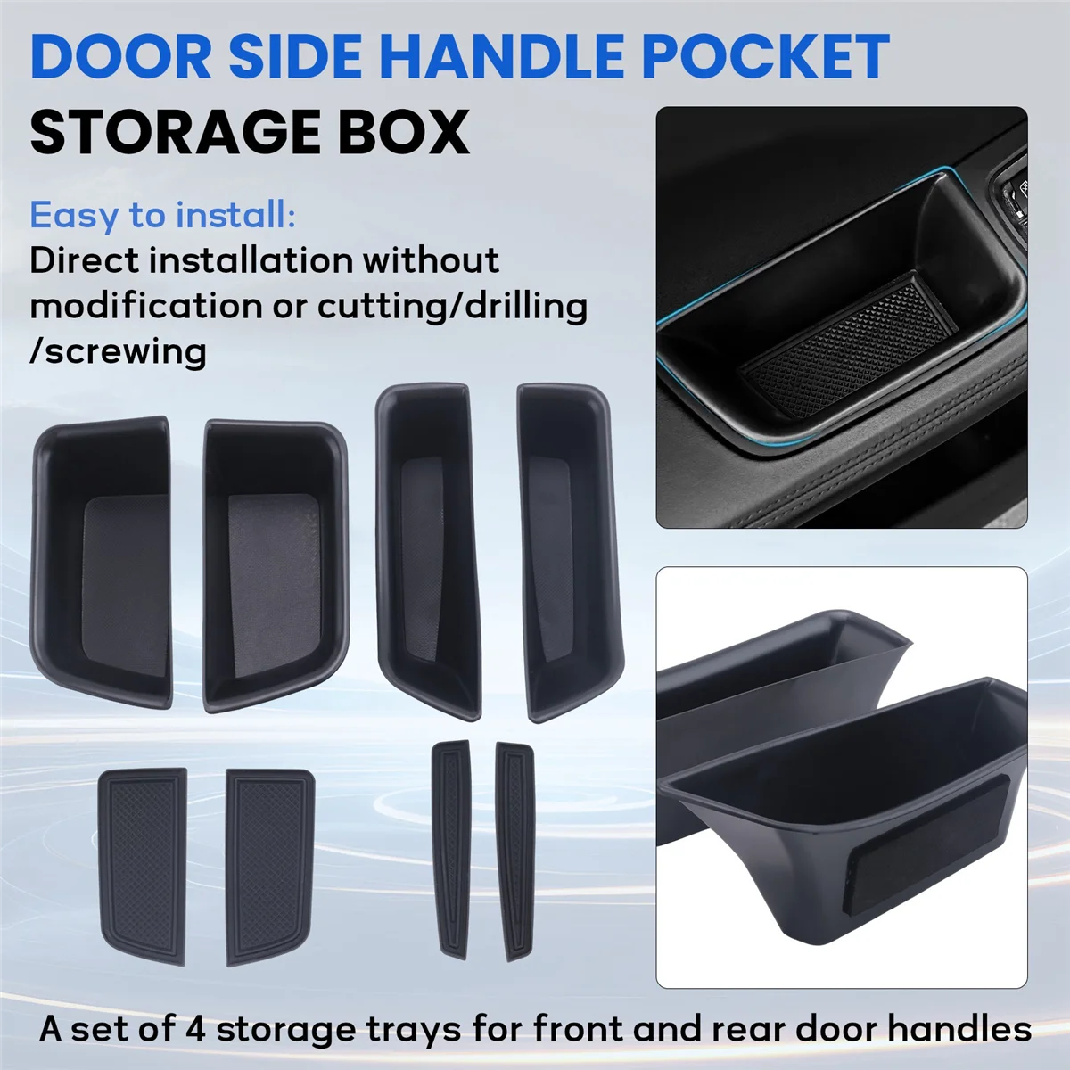 T61C_4 X Car Door Side Handle Pocket Storage Box Storage Organizer Tray Grab Handle Box For-Porsche Macan 2015-2021
