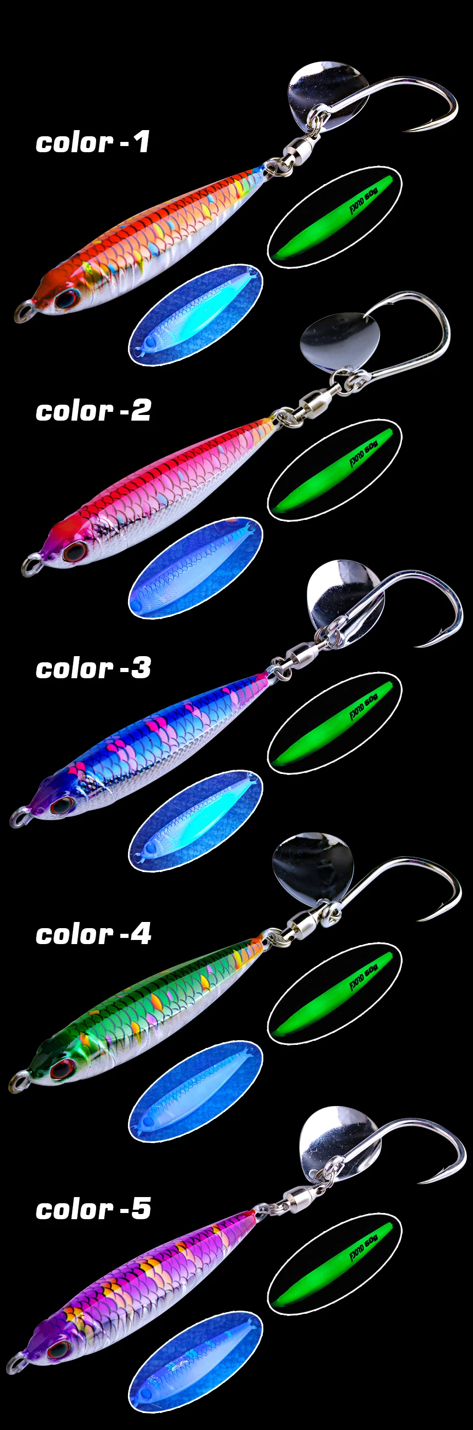 FJORD 30g 40g 60g 80g Metall Jig Angeln Köder Schwanz Spinning Mit Haken Künstliche Köder Harte swimbait Meer Angeln Zubehör – Detail 6