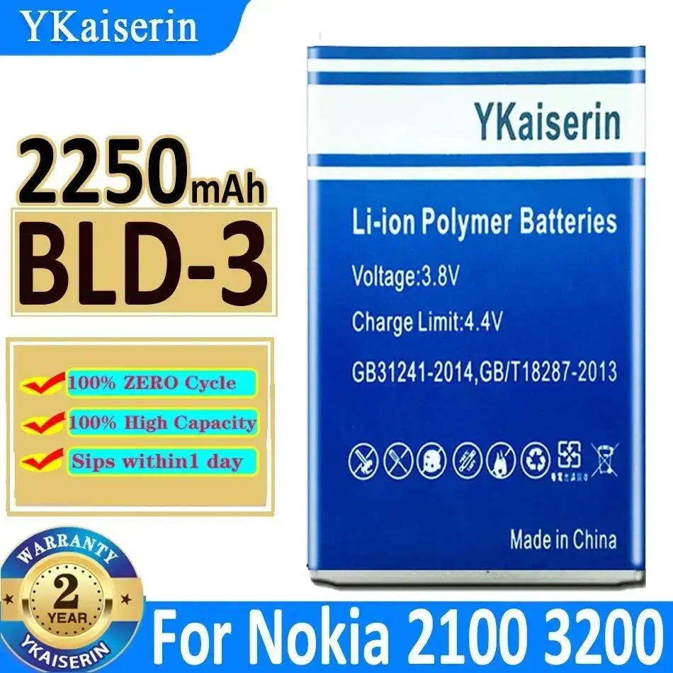 Аккумулятор Bld-3 для мобильных телефонов Nokia 2100, 3200, 3300, I6260, 6220, 6610, 6610i, 7210, 7250, 7250i, 2250 мАч, долговечный