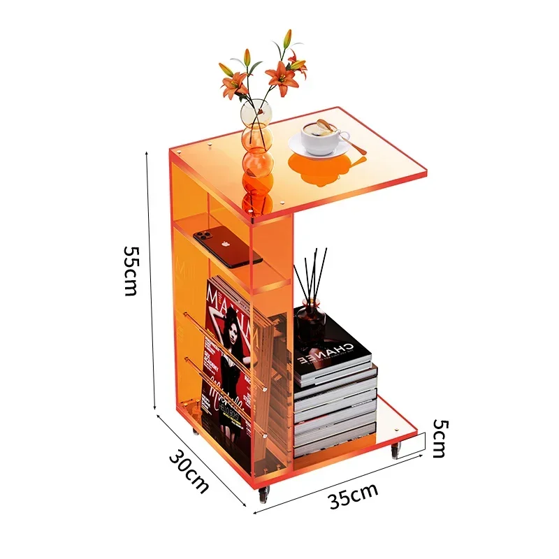 

N Acrylic Side Table Creative Simple Movable Small Apartment Bedside Table Simple Trolley Rack