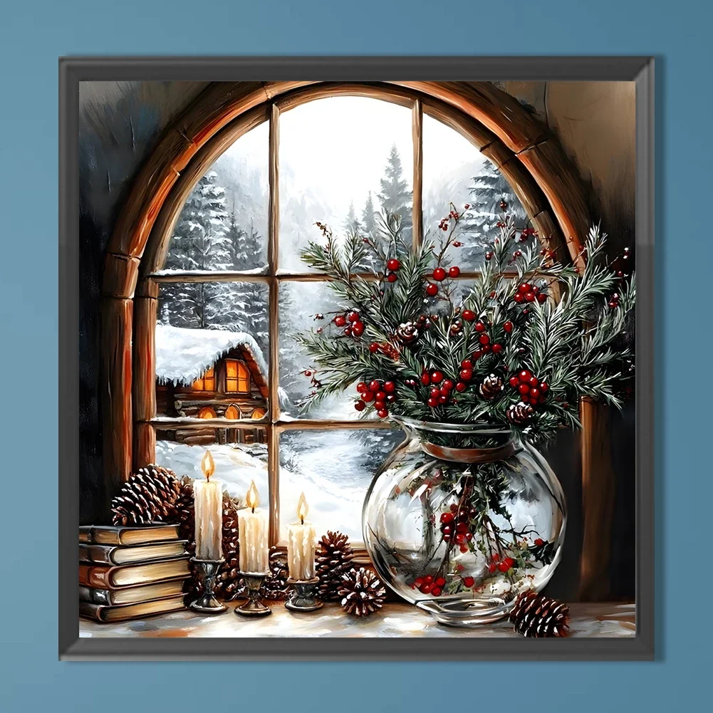 

5D DIY Full Round Drill Diamond Painting Xmas Snow View Kit Home Decor 40x40cm