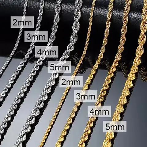 1 Piece 925 Sterling Silver Width 2mm/3mm/4mm/5mm Rope Chain Necklace for Men Women Man Fashion Chain Necklace Jewelry Gift