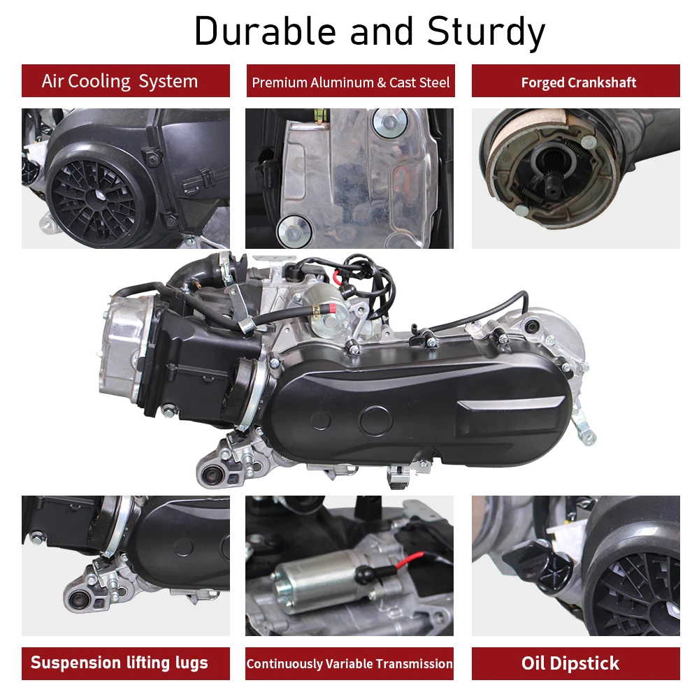K25-125CC Heat Resistant Aluminum Alloy Electric Kick Start 4-stroke Motorcycle Engine Stable Output Long Service Life