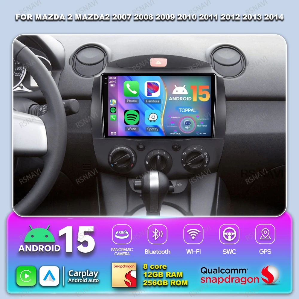 

Android 15 Car Radio For MAZDA 2 Mazda2 2007 2008 2009 2010 2011 2012 2013 2014 Multimedia Navigation DVD GPS Head Unit Qualcomm