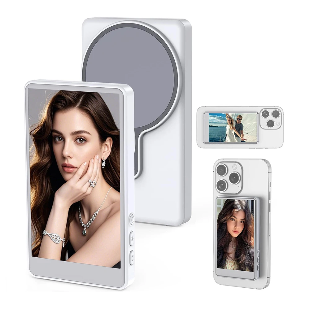 

Magnetic Phone Vlog Selfie Monitor Screen Phone Vlog Selfie Screen Rear Camera Monitor Screen for Android iPhone Cellphone