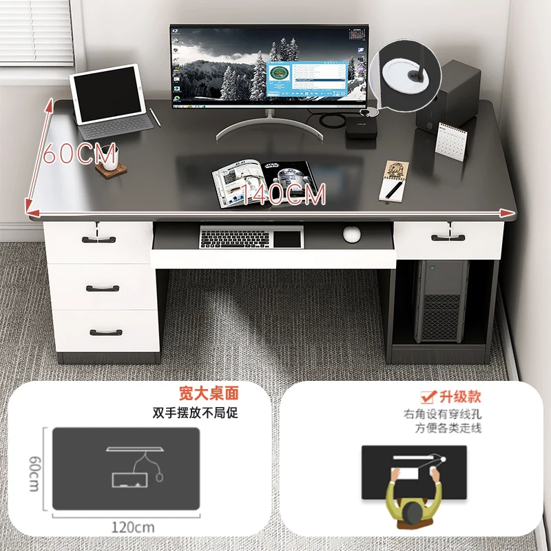 مكتب كمبيوتر سطح المكتب مكتب منزلي غرفة نوم طلاب المدارس الثانوية دراسة مكتب وكرسي مجموعة أدراج مكتب #3