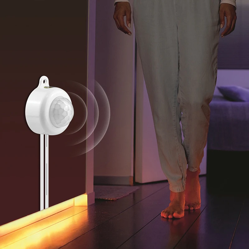 تيار مستمر 5-24 فولت حساسة للغاية PIR محس حركة مفتاح الإضاءة التلقائي مستشعر حركة بالأشعة تحت الحمراء التبديل لشريط LED RGB لون واحد