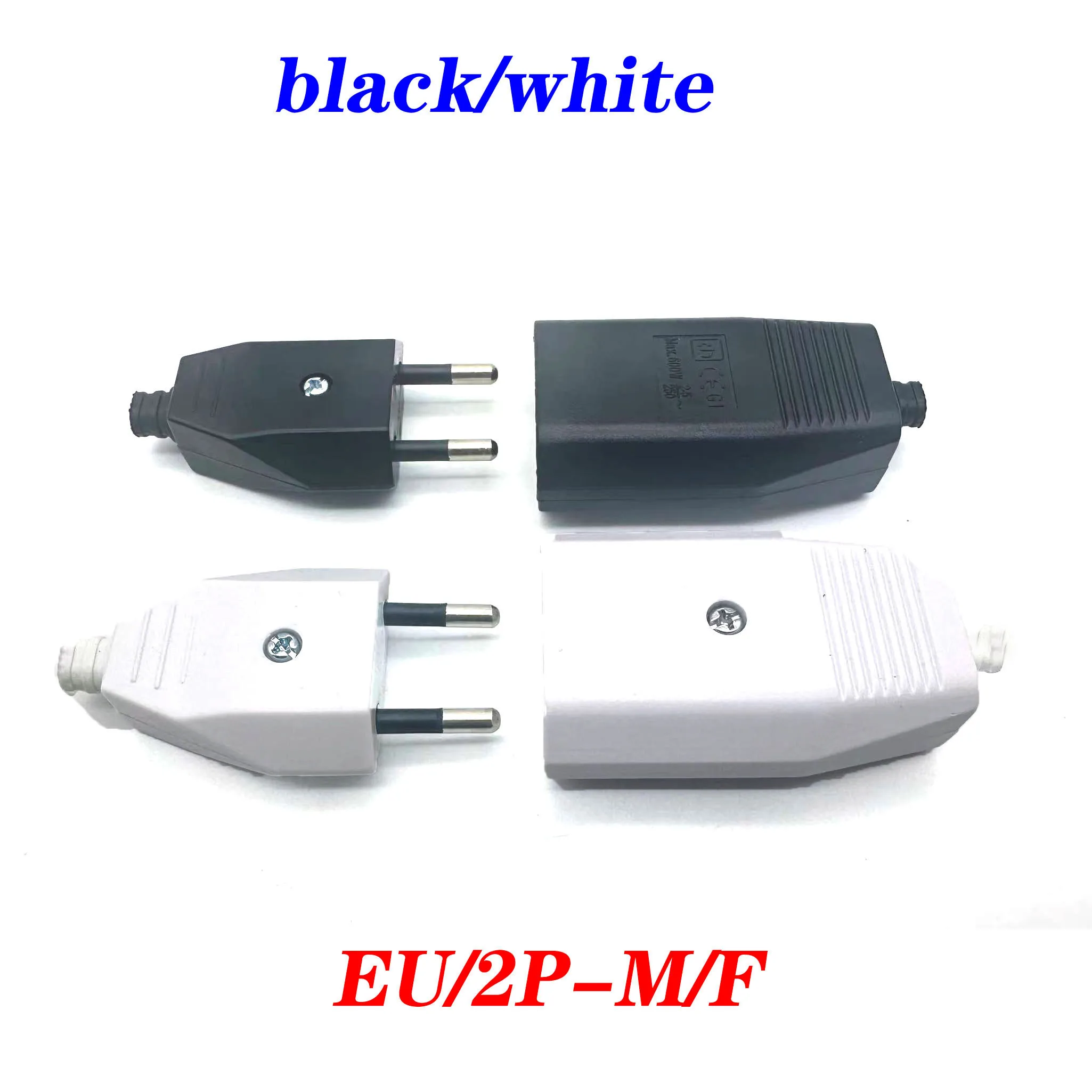 20PCS EU Male to Female Socket Outlet Adapter 16A 250V Rewireable Extension Cord Connector European AC Electric Power Male Plug