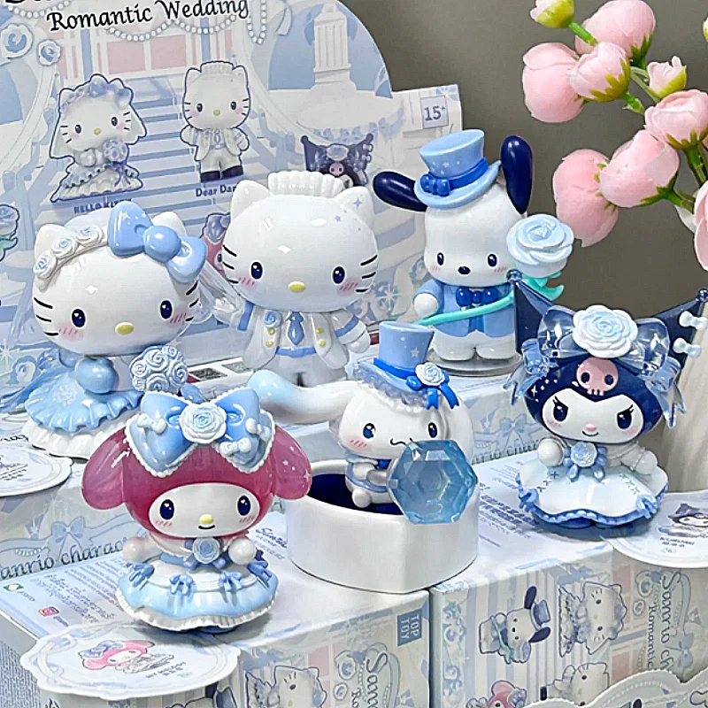 

Genuine Sanrio Family Romantic Wedding Series Blind Box Hello Kitty Kuromi Cute Desktop Ornament Model Doll Toys New Year'S Gift