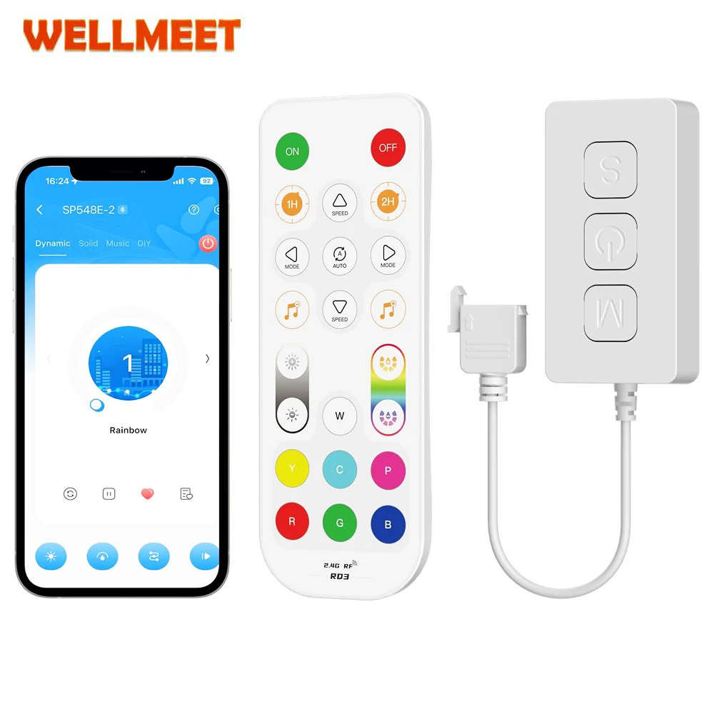 SP548E SPI RGB IoT LED Controller Wifi 5V 12V 24V WS2811 WS2812B RGBIC LED Strip Light Controler Works with Alexa Google Home