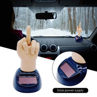 Solar Powered Mid Finger Shaking Toy Car Dashboard Dancing Figure Toy Brown Creative Car Bobbleheads Decorative Ornament