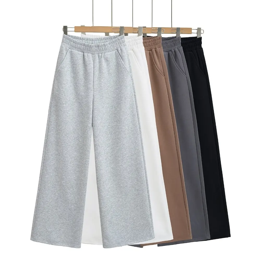 

Женский плиссированный пуловер с перекрестным воротником и длинными рукавами, свободный комплект из двух предметов с открытыми плечами и повседневные свободные брюки