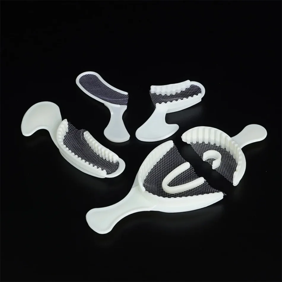 

5Pcs/Set Dental Impression Trays with Net Dentistry Oral Care Materials Disposable Bite Registration Plastic Tooth Tools