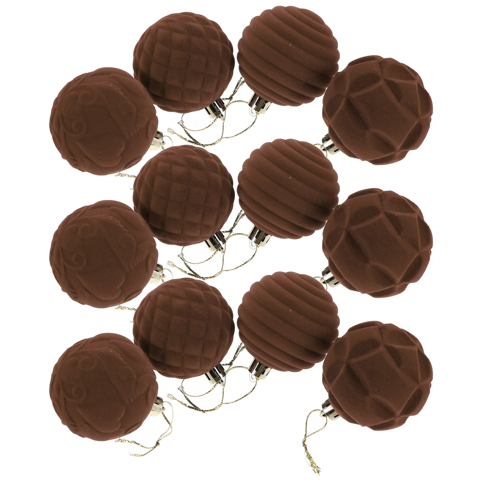 

12 Pcs Christmas Ball Pendant Flocked Ornaments Jumbo Decorations Red Burgundy Mini Maroon