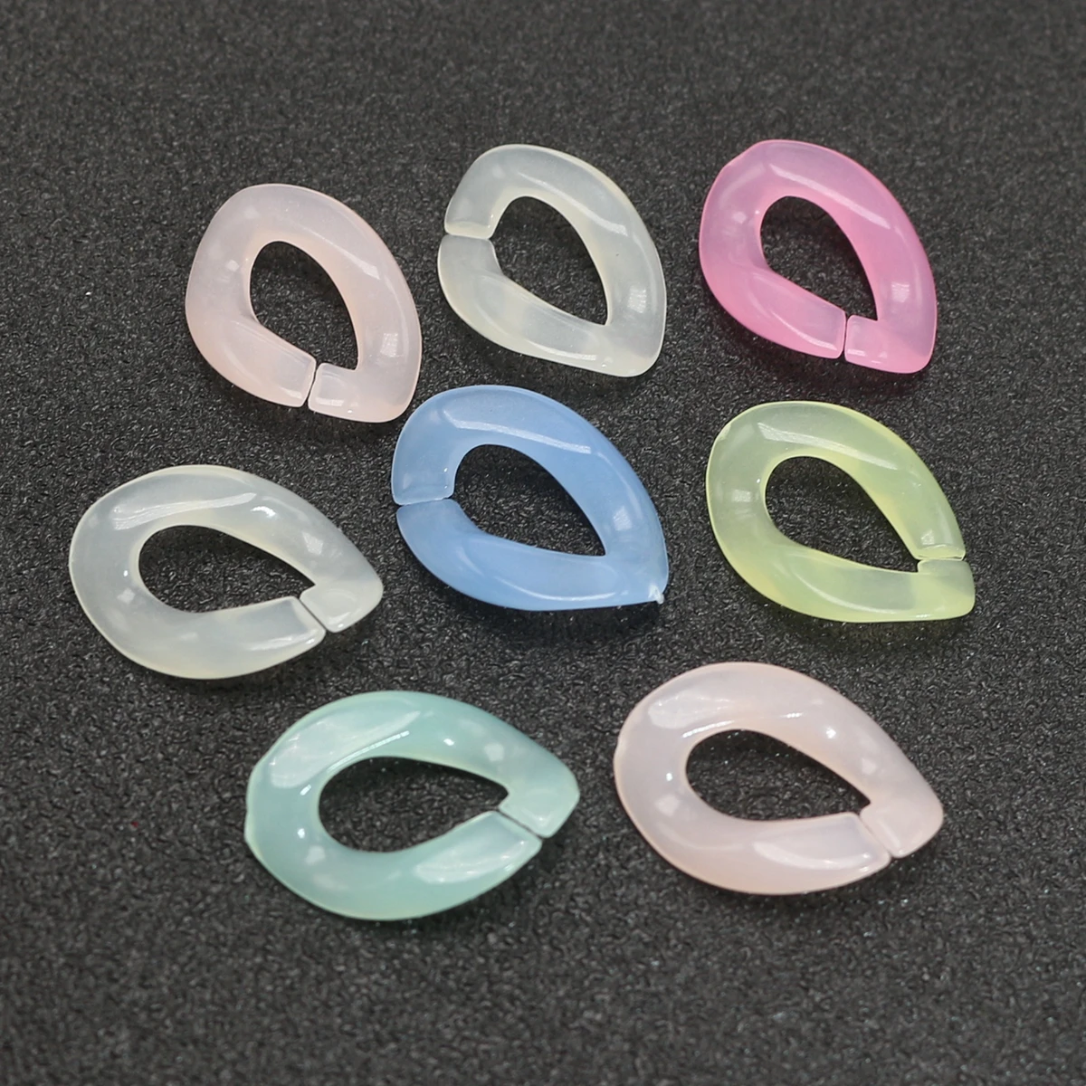 100 Mixed Jelly Color Acrylic Flat Twist Oval Linking Rings Open Chain Beads 23X17mm Connector link Chain