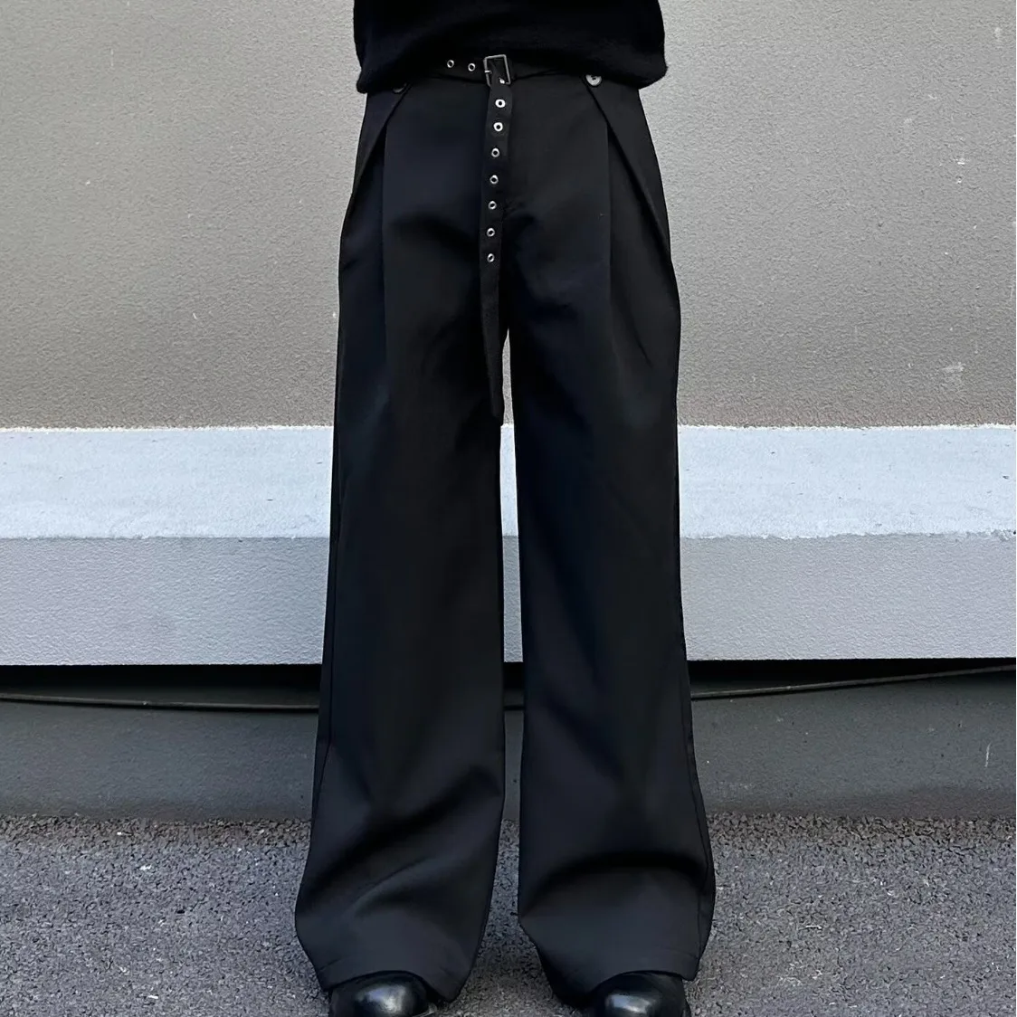 

American Sle Pleated Wide Leg Pants A-Line ape Men's Casual Loose Drapey Floor-Length Jeans Cotton Polyester Blend