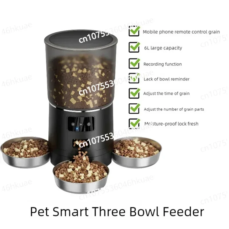 Cat Multi Bowl Automatic Feeding Machine Intelligent Graffiti WIFI Remote Cat and Dog Meal Dispenser 6L for Multiple Cats and Pe