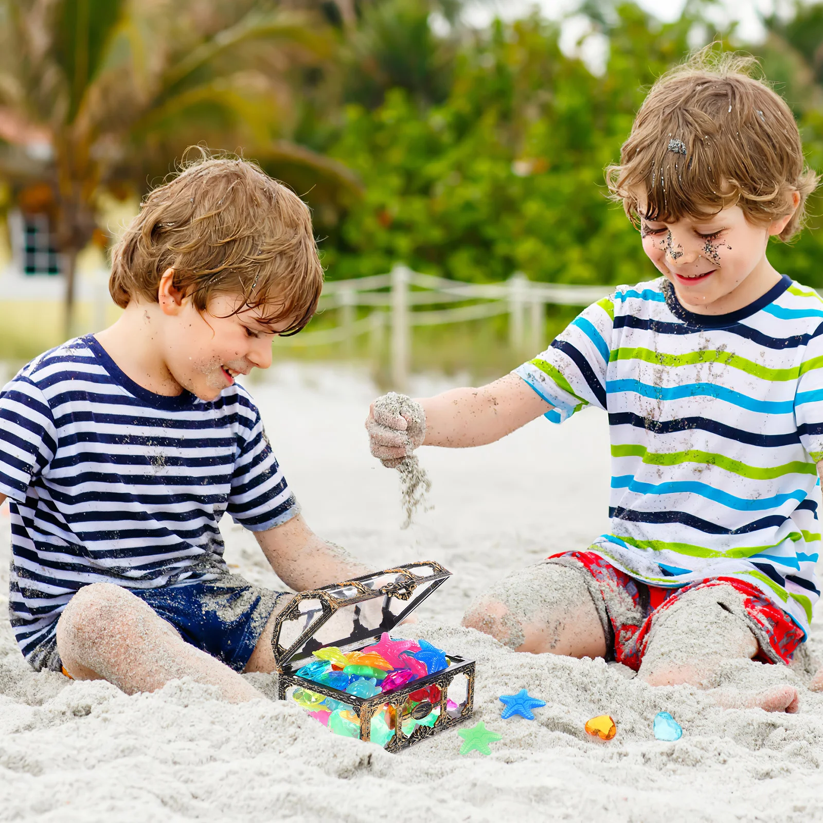 1 Set Pirate Treasure Chest Diving Gems Glowing Plastic Diamonds For Pool Party Favors Beach Games Decorative Gems Vase