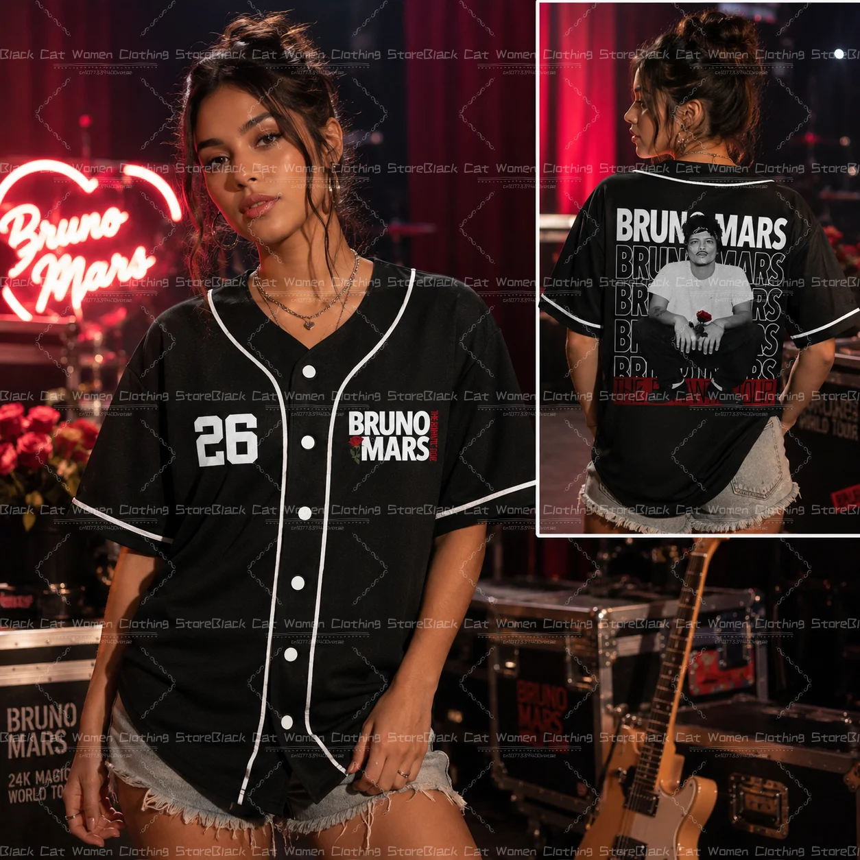 2026 Bruno Mars 24K Hooligans Baseball Jersey Men Women Unisex Short Sleeve Hip Hop Streetwear Tops for Fans Family Matching