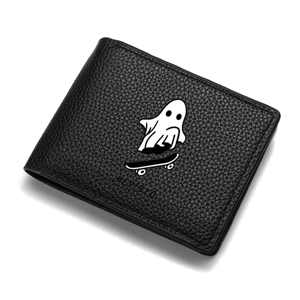 محفظة رجالية قصيرة من جلد البولي يوريثان بنمط صغير مع فتحات بطاقات متعددة وجيب للعملات المعدنية بسحاب