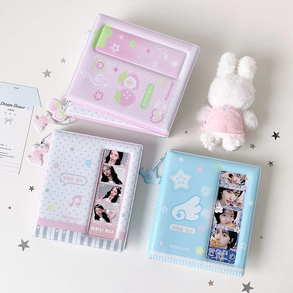 Kawaii Pocket Photocard Album 3 Inch Kpop Photocard Binder Collect Book Strawberry Wing Pattern Photo Holder Pendant Keychain view 2
