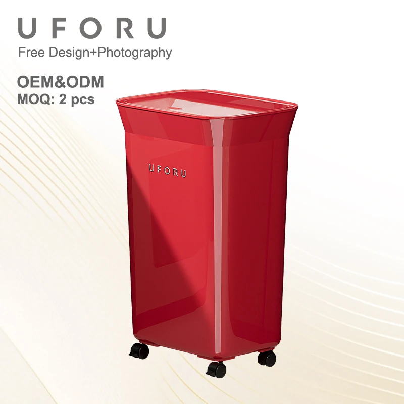 

UFORU 5 Gallon Large Capacity Trash Can with Wheels/Lid Multi-Style Optional for Kitchen Bathroom Living Room Home Use