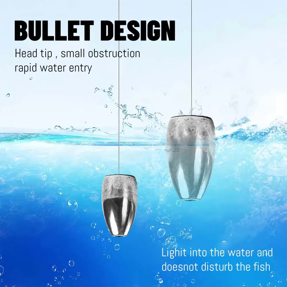 ZUKIBO 20/30 Stück Bleisinker Bullet Lead Gravity Sinking Bait Fishing Texas Rigs Carolina Rigworm Soft Baitfishing Zubehör – Detail 12
