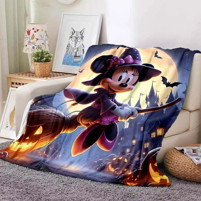 Disney Mickey Mouse Minnie Halloween Printed Blanket for Home Travel Soft and Comfortable Blanket for Adults and Children Gifts