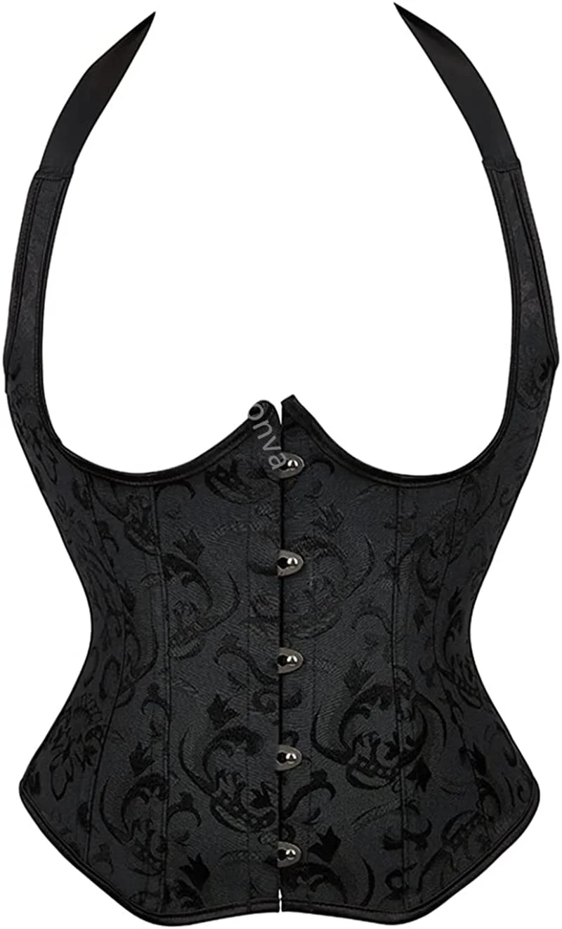 Sapubonva Underbust Corset with Straps Top Plus Size Embroidery Vest Overbust Corselet Gothic Women Vintage Lingerie Sexy Korset