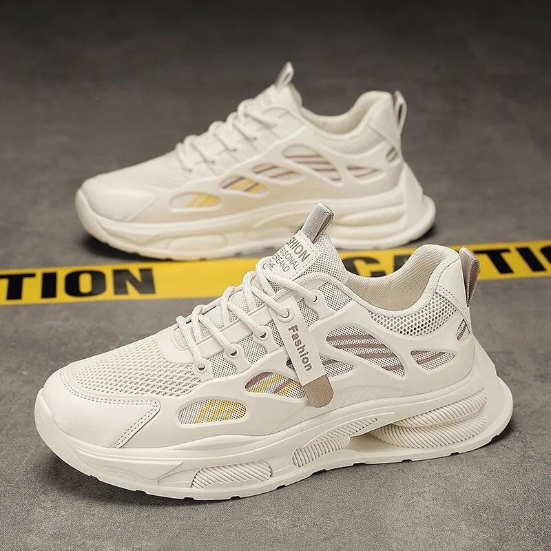 

Мужские дышащие сетчатые кроссовки 2026 года, корейская версия, универсальные спортивные туфли на толстой подошве для повседневного бега и активного отдыха