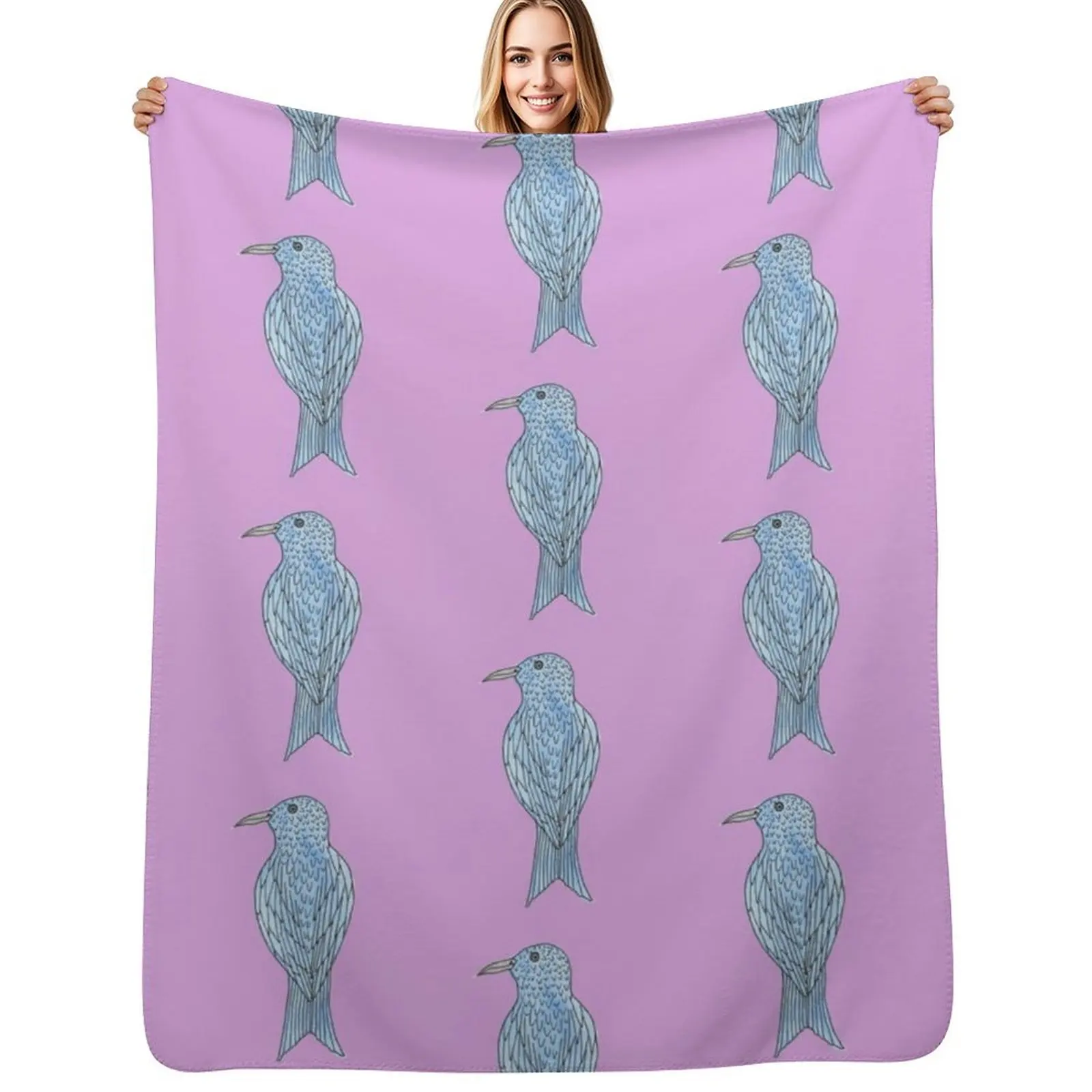 

Bluebird On Alert Throw Blanket Flannels wednesday Plush Picnic Blankets