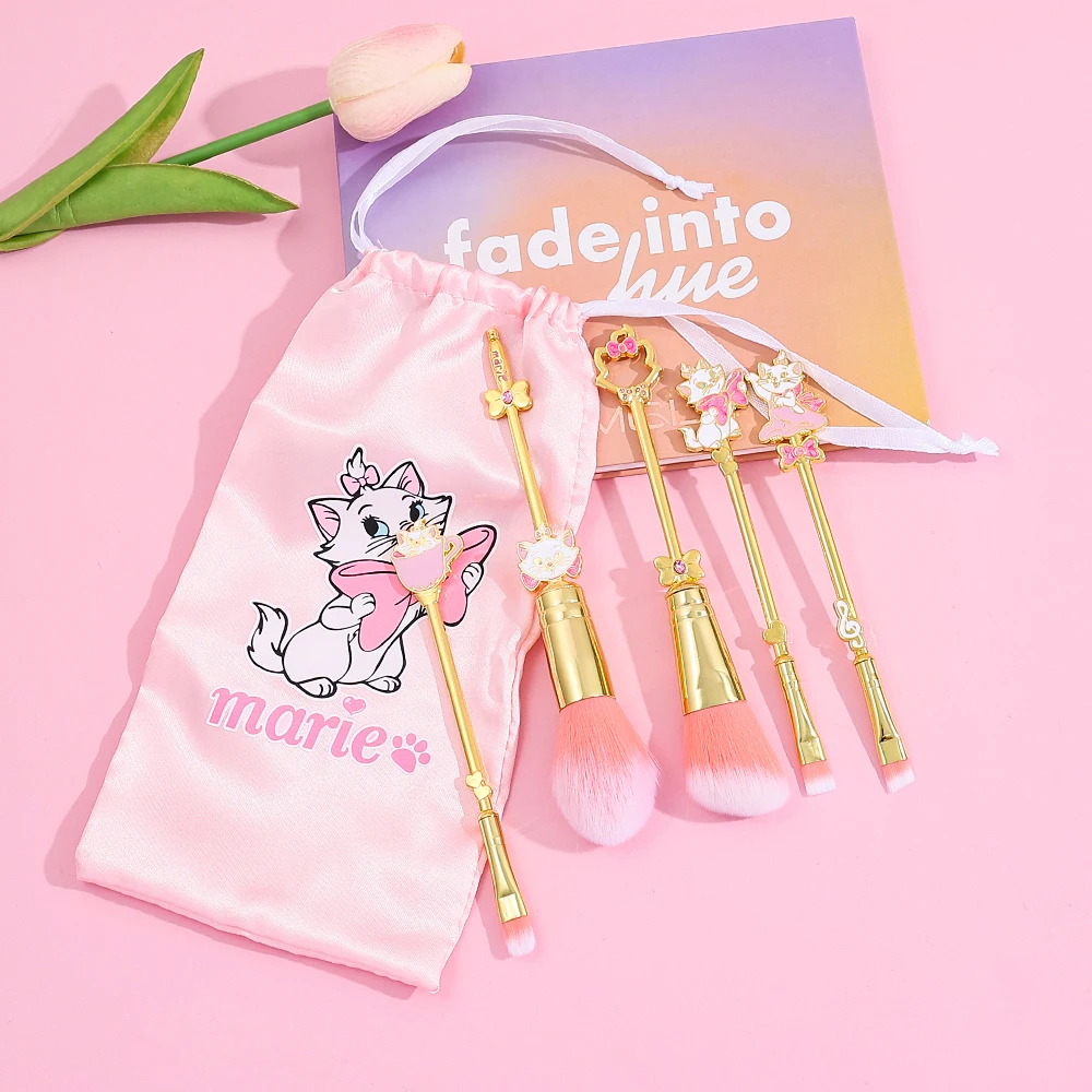5本セット メアリーキャット メイクブラシ ユニークな漫画の形をしたメイクツール メタリックな質感 可愛いメアリーキャット アイシャドウブラシセット 女の子に最適