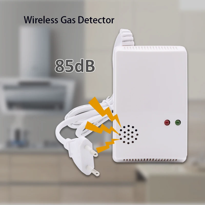 433MHz EV1527 Gas Detector 85dB Detect Petroleum Natural Gas Combustible Gases LPG LNG City Gas for Security protection