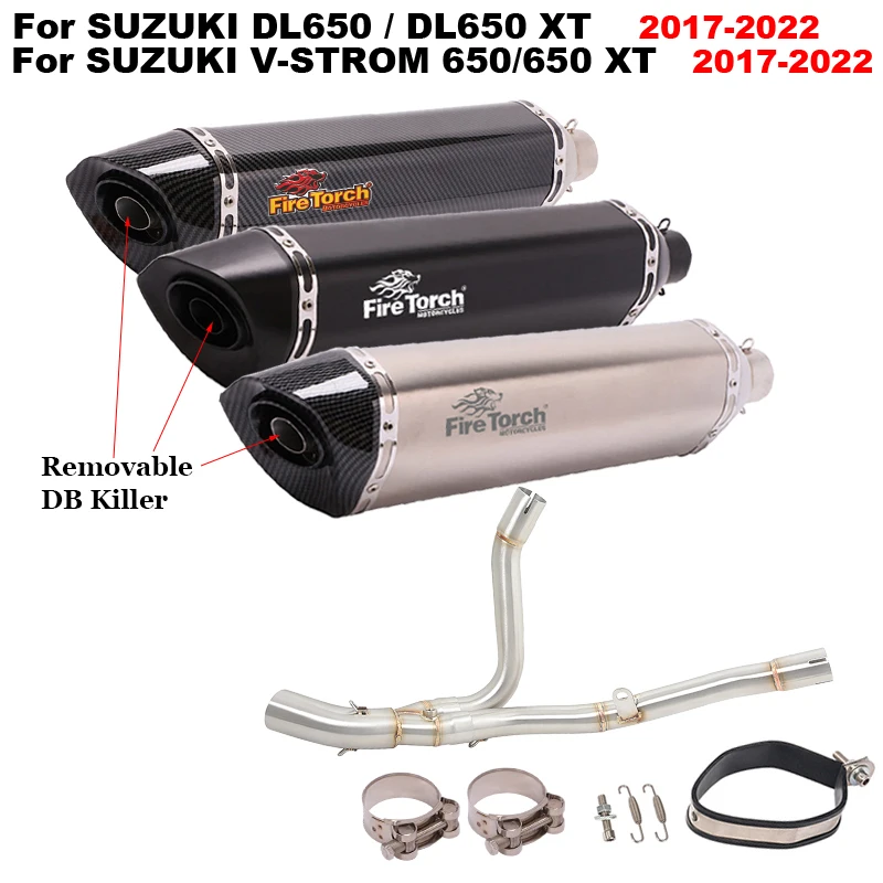 

For SUZUKI DL650 / DL650 XT Motorcycle Exhaust Middle Link Pipe With Muffler Moto Pipe For Suzuki V-STROM 650 / 650 XT 2017-2022