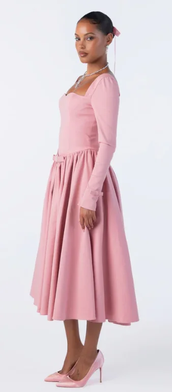 Pink Square Neck Sleeveless Gown, Black Rhinestone Belt High Low Ruffle Formal Dress