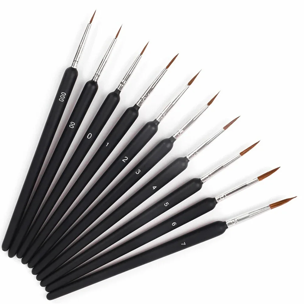 

10Pcs Miniature Paint Brushes Set Professional Nylon hook line pen Art Liner drawing for Acrylic Watercolor Paint Set brushe