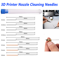 Nozzle Stainless Steel Cleaning Needle For 3D Printer Nozzles Cleaning Needles Tools 0.16~0.8mm Multi Sizes