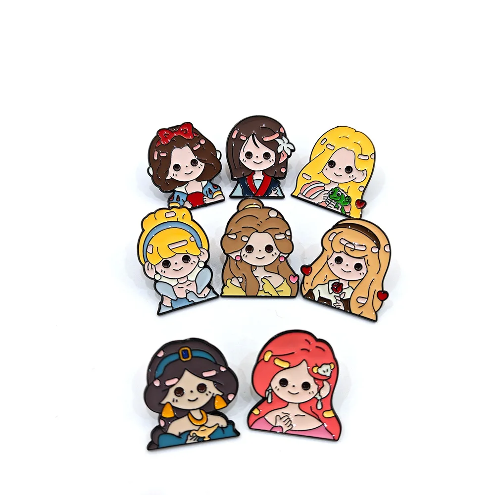Cartoon Girl Brooch Cute Anime Character Badge Q-version Princess Metal Brooch Popular Accessory Y2k Fashion Toys Anime Cartoon