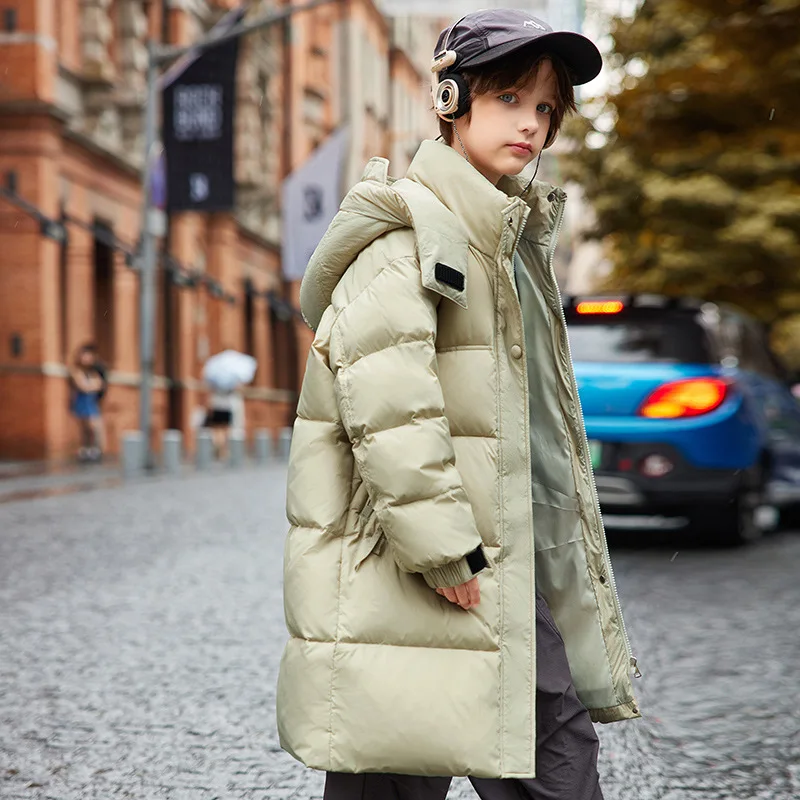 OLEKID 2025 Winter Boy Down Jacket White Duck Down Thick Warm Long Teenage Boys Jacket Coat 6-14 Years Kids Boy Parkas Outerwear