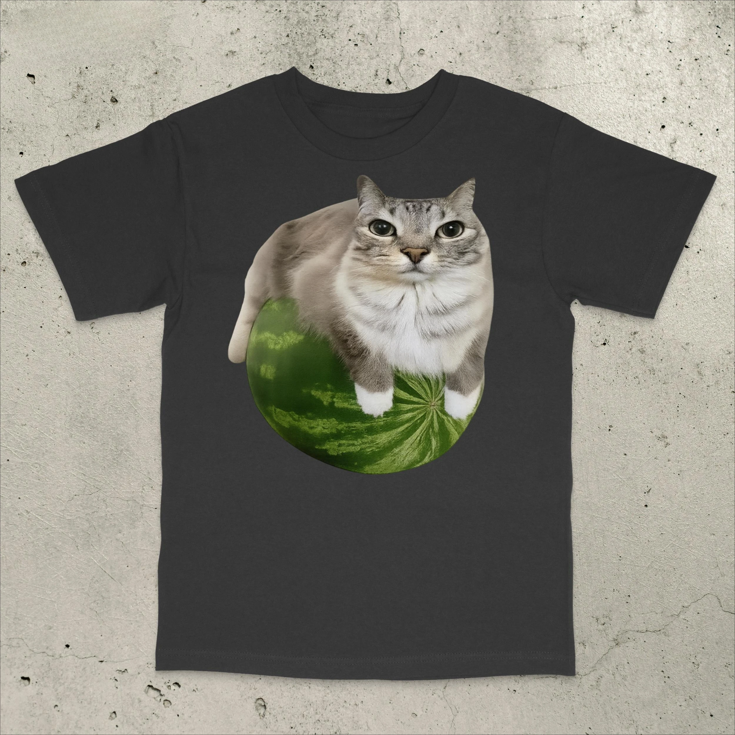 

Watermelon Cat Funny Meme T-Shirt Men's and Women's High Quality Short Sleeve Cotton Tees Summer Shirt Y2k Tops Men Clothing